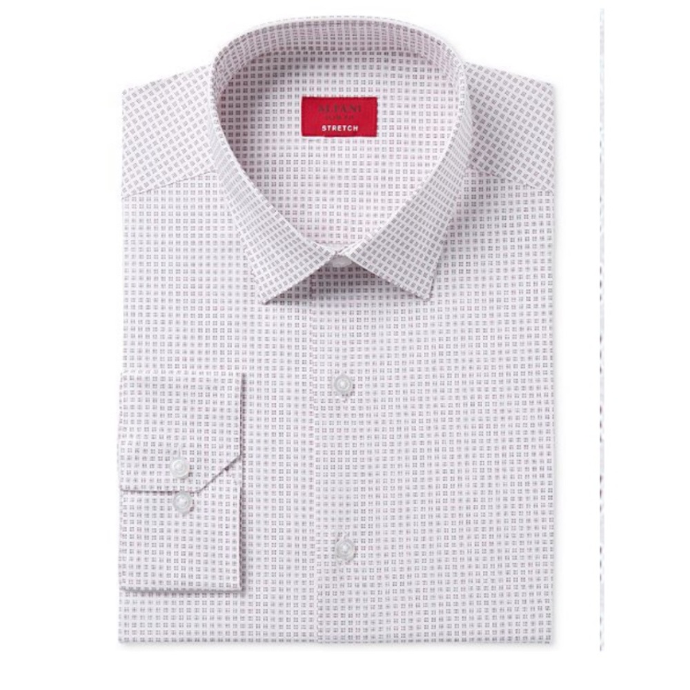 👔2Alfani Slim Fit Stretch Square-Dot Dress Shirts